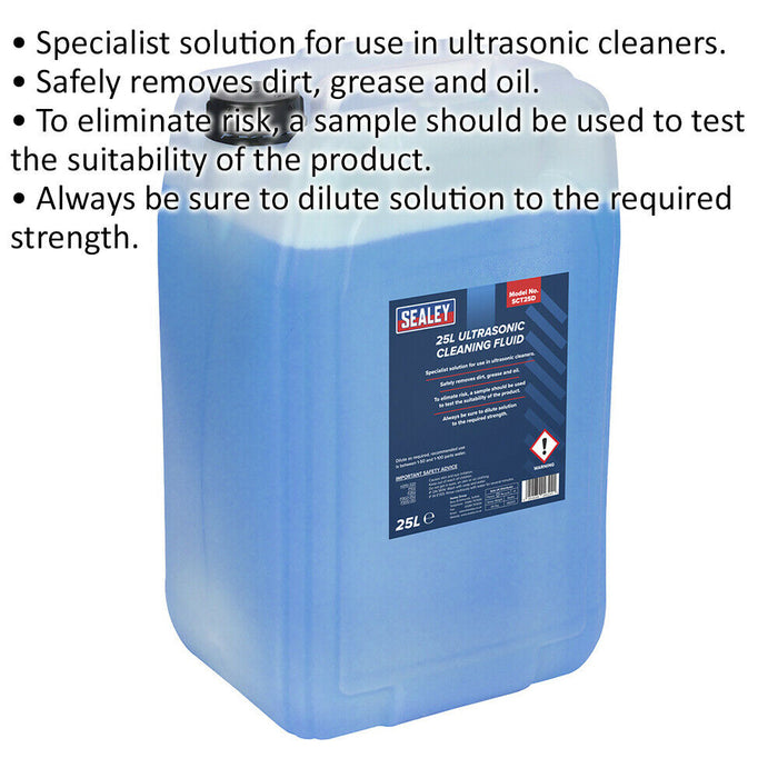 25L Ultrasonic Cleaning Fluid - Safely Removes Dirt Grease & Oil - Concentrated Loops
