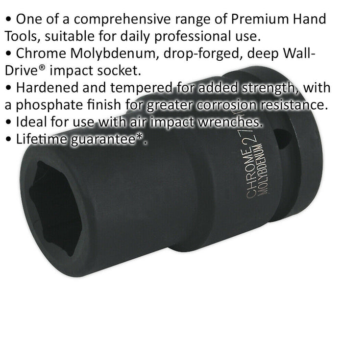 27mm Forged Deep Impact Socket - 1 Inch Sq Drive - Chromoly Wrench Socket Loops