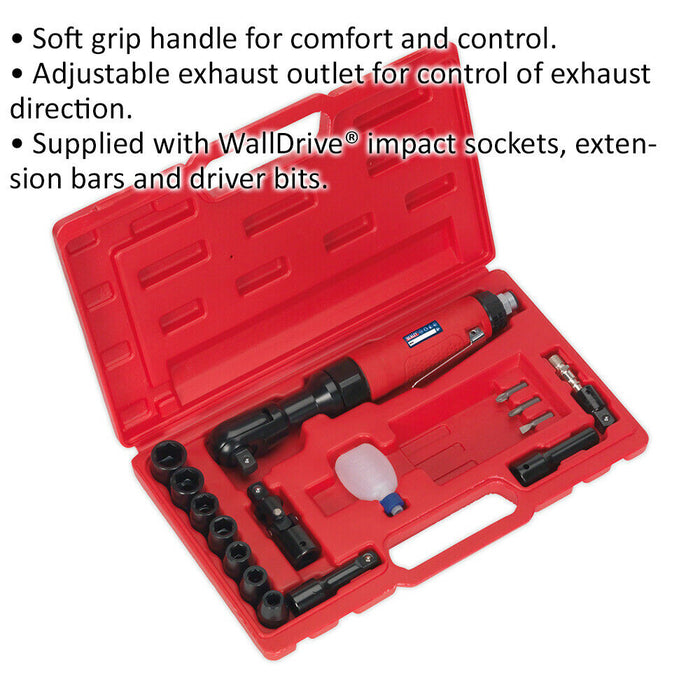 Air Ratchet Wrench Kit - 1/2" Sq Drive - WallDrive Impact Sockets - 1/4" BSP Loops