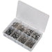 160 Piece Stainless Steel O-Clip Assortment - Single Ear - Various Sizes Loops