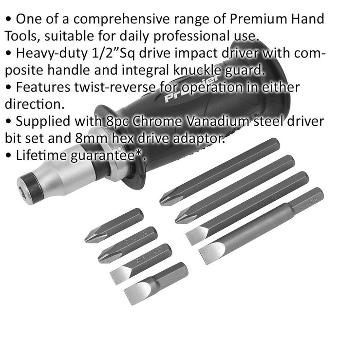 10 PACK Impact Driver Set - Manual Tight Screw Remover Hammer Strike Hand Guard Loops