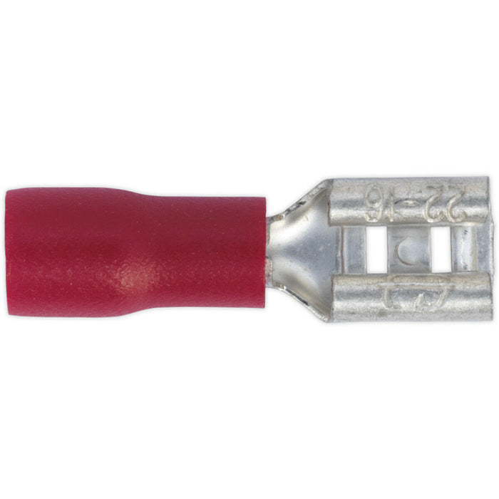 100 PACK 4.8mm Push-On Female Terminal - Suitable for 22 to 18 AWG Cable - Red Loops