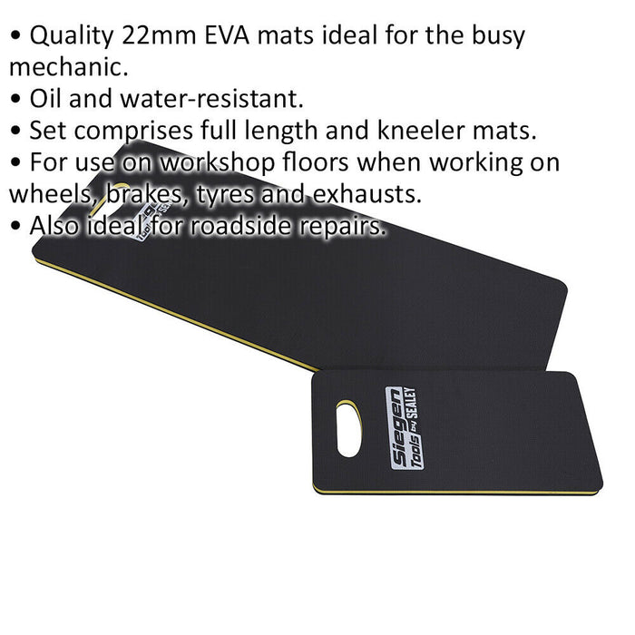 Mechanics Mat Set - 22mm EVA Foam - Oil Water Resistant - Full Length & Kneeler Loops