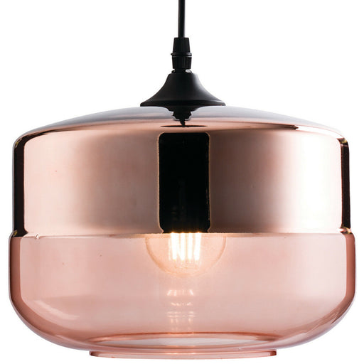Hanging Ceiling Pendant Light Gloss Copper Tinted Glass Retro Round Lamp Shade Loops