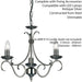 Hanging Ceiling Pendant Light ANTIQUE SILVER 3x Shade Vintage Lamp Bulb Holder Loops