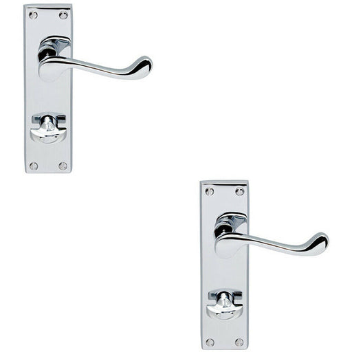 2x PAIR Victorian Scroll Lever on Bathroom Backplate 155 x 41mm Polished Chrome Loops