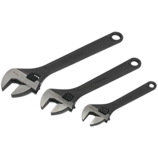 3 Piece Wrench Set - Three Adjustable Drop Forged Steel Wrenches - Various Sizes Loops