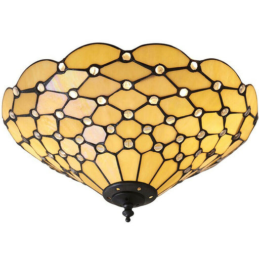 Tiffany Glass Semi Flush Ceiling Light Amber Geometric Inverted Shade i00059 Loops