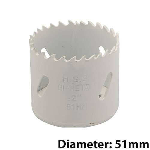 Bi Metal Core Drill Bits 51mm Diameter HSS STEEL Wood Hole Saw Worktop Cutters Loops