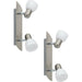 2 PACK Wall 2 Spot Light Colour Satin Nickel Shade White Satin Glass E14 2x40W Loops