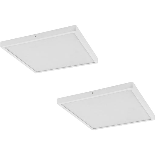 2 PACK Wall / Ceiling Light White 400mm Square Surface Mounted 25W LED 3000K Loops