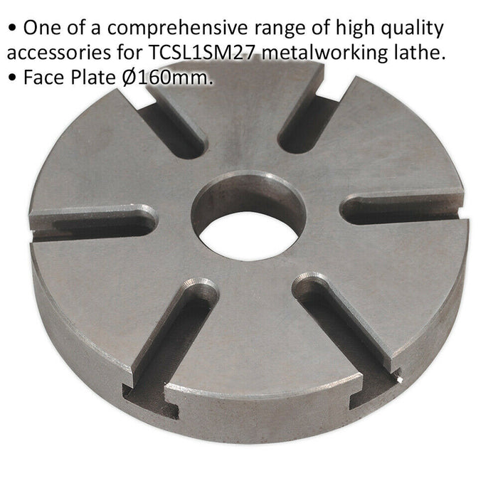 160mm Face Plate - For Use With ys08834 Metalworking Lathe - Chuck Accessory Loops