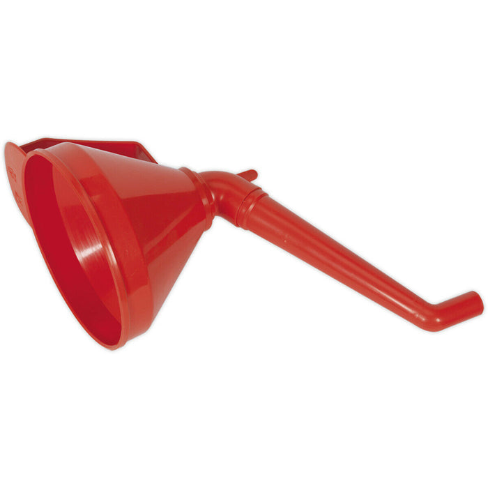 160mm Funnel with Fixed Offset Spout & Filter - Integrated Handle - Polyethylene Loops