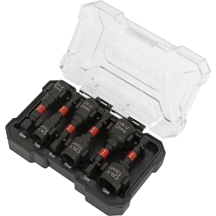 6 Piece Impact Grade Nut Driver Set - 1/4" Hex Drive - Forged Steel - Case Loops
