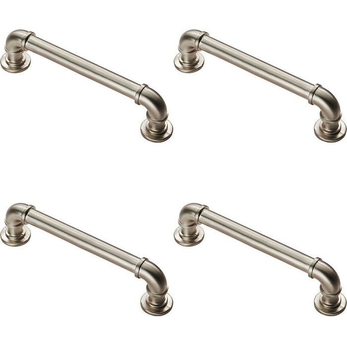 4x Pipe Design Cabinet Pull Handle 128mm Fixing Centres 12mm Dia Satin Nickel Loops