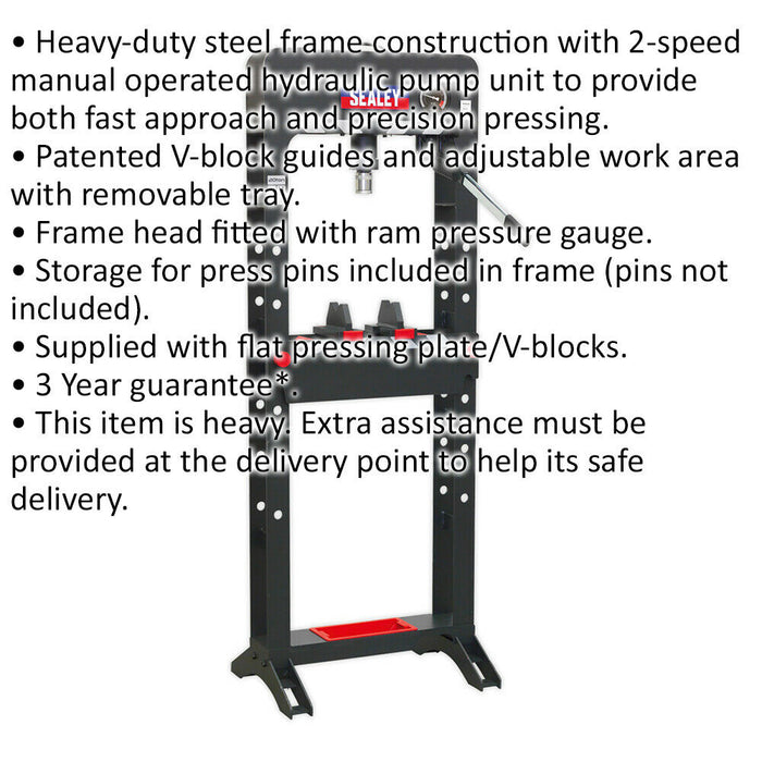 PREMIUM 20 Tonne Hydraulic Press - Heavy Duty Steel Frame - Floor Type Loops