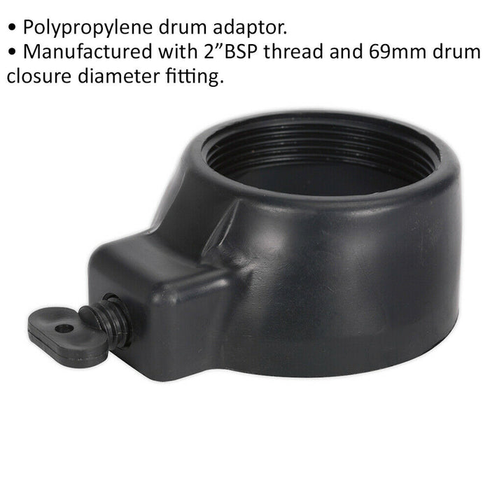69mm Multi-Neck Drum Adaptor - 2" BSP Thread - PP Material - Oil Drum Adaptor Loops