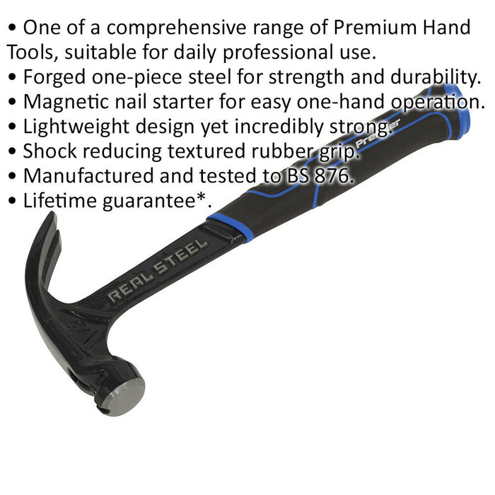 15oz Forged One-Piece Claw Hammer - Magnetic Nail Starter - Textured Rubber Grip Loops