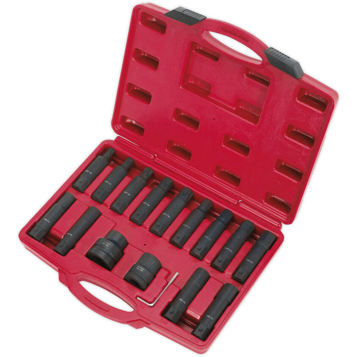 16pc TRX Male / Female & Hex IMPACT Socket Bit Set - 3/4" & 1" Square Drive Loops