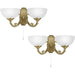 2 PACK Wall Light Colour Bronzed Cast Metal Shade White Satin Glass E14 2x40W Loops