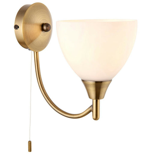 Dimmable LED Wall Light Antique Brass & Frosted Glass Shade Curved Lamp Lighting Loops