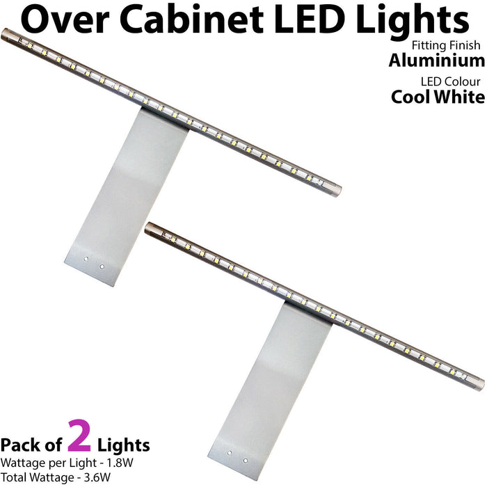 2x Over Cabinet LED Light & Driver Kit COOL WHITE Kitchen Cupboard Reading Lamp Loops