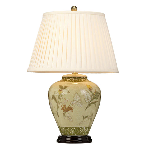 Table Lamp Chinese Porcelain Cream Shade Aged Brass LED E27 60W Loops