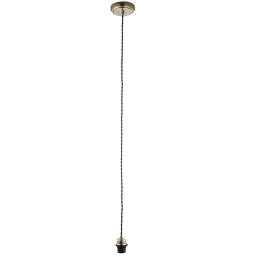 Hanging Ceiling Pendant Light ANTIQUE BRASS Cable Lamp Shade Bulb Holder & Rose Loops