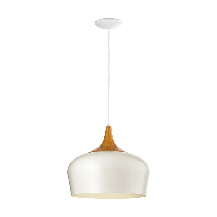 Pendant Ceiling Light Colour Cream & Oak Coloured Steel Bulb E27 1x60W Loops