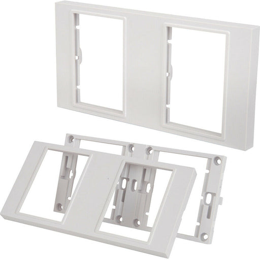 Double Gang Module Modular Wall Face Plate Frame Cable Tidy Customisable Loops