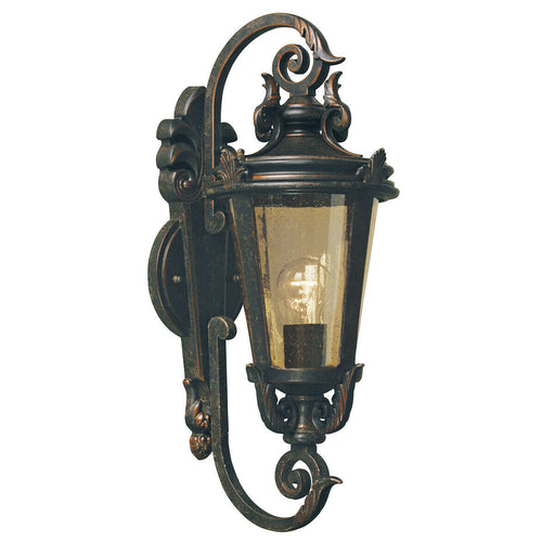 Outdoor IP44 Wall Light Old Carriage Style Steel Weathered Bronze LED E27 100W Loops