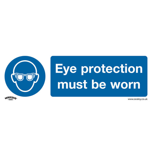 10x EYE PROTECTION MUST BE WORN Safety Sign - Rigid Plastic 300 x 100mm Warning Loops