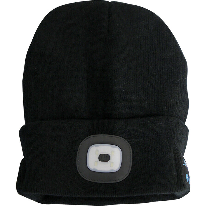 Beanie Hat with Integrated Spotlight - 4 SMD LED - Built In Wireless Headphones Loops