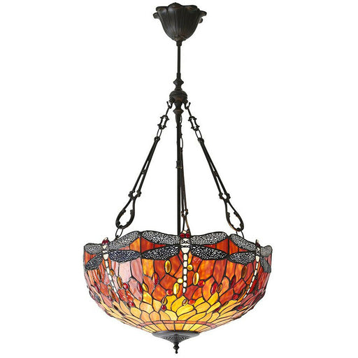 Tiffany Glass Hanging Ceiling Pendant Light Orange Dragonfly 3 Lamp Shade i00114 Loops