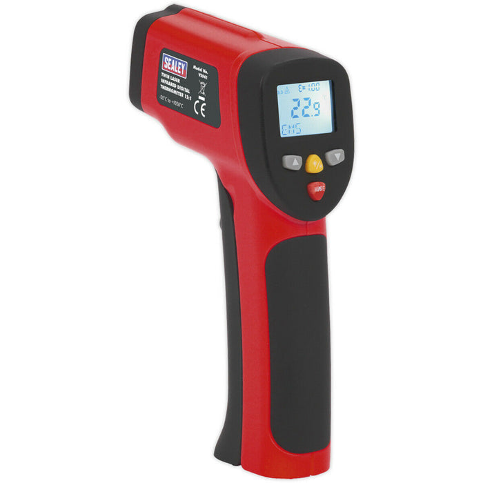 Twin-Spot Laser Digital Thermometer - 12:1 Focal Ratio - High Temperature Loops