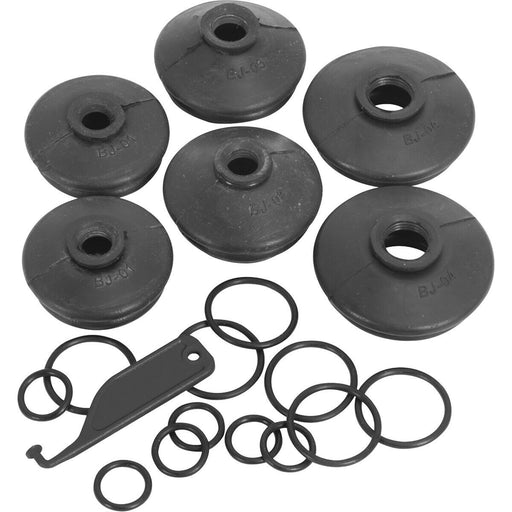 6 PACK Car Ball Joint Dust Covers - Assorted Sizes - Fitting Tool & O-Rings Loops
