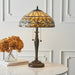 Floral Tiffany Glass Table Lamp - Mottled Glass & Dark Bronze Finish - LED Lamp Loops