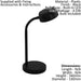 Table Desk Lamp Colour Plain Black Rocker Switch Bulb LED 4.5W Included Loops