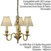 Luxury Hanging Ceiling Pendant Light Solid Brass & Beige Shade 3 Lamp Chandelier Loops