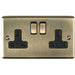 3 PACK 2 Gang Double UK Plug Socket ANTIQUE BRASS 13A Switched Power Outlet Loops
