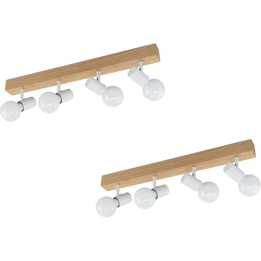 2 PACK 4 Spot Wall Flush Ceiling Light Colour Brown White Shade E27 4x60W Loops