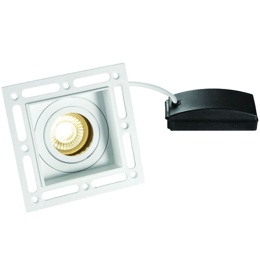 Invisible Plaster Over Square Ceiling Spotlight Matt White Adjustable Angle GU10 Loops