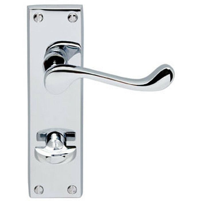 PAIR Victorian Scroll Lever on Bathroom Backplate 155 x 41mm Polished Chrome Loops