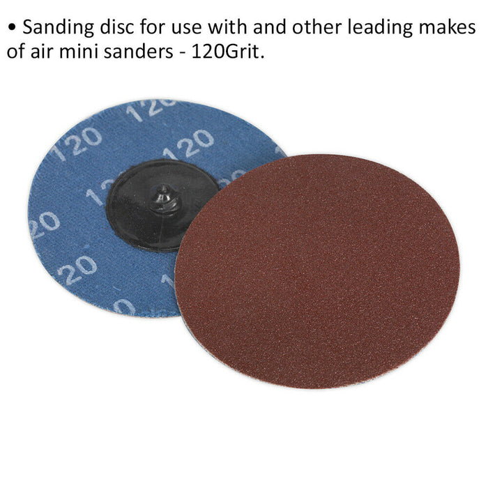 10 PACK - 75mm Quick Change Mini Sanding Discs - 120 Grit Aluminium Oxide Sheet Loops