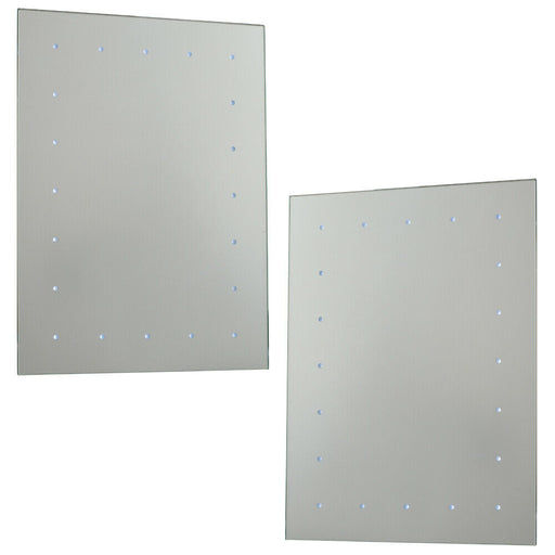 2 PACK IP44 LED Bathroom Mirror 60cm x 45cm Battery Powered Wall Light Switch Loops