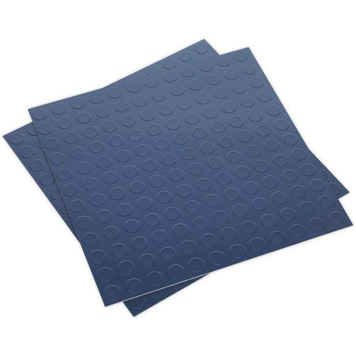 16 PACK Vinyl Floor Tile - Peel & Stick Backing - 457.2 x 457.2mm - Blue Coin Loops