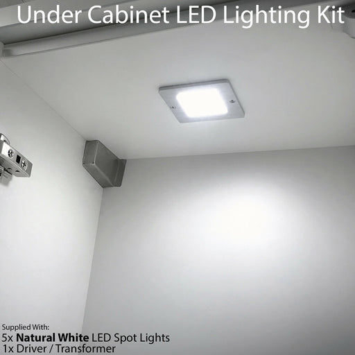 5x 5W LED Spotlight & Driver Kit Kitchen Cabinet Panel Light NATURAL WHITE Loops