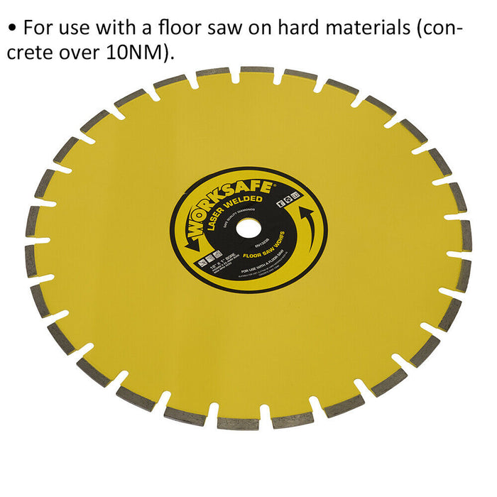 Hard Floor Saw Blade - 450mm Diameter - 25mm Bore - Concrete Floor Cutting Disc Loops