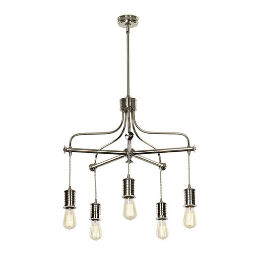 5 Bulb Chandelier LIght Highly Polished Nickel LED E27 60W Loops