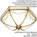 Luxury Flush Ceiling Light Antique Brass & Frosted Glass Traditional Hexagon Loops